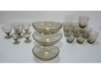 Modern Assorted Smoke Glass ( Bowls & Glasses )