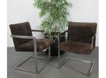 Pair Of Vintage Modern Bernhardt Furniture Chrome Chairs