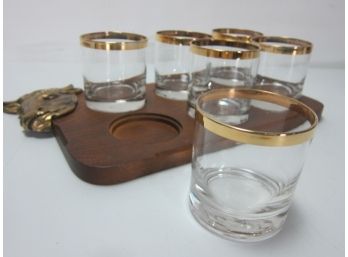 Vintage Brandy Glass And Serving Tray