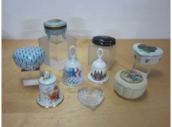 Group Lot Of Trinket Boxes And Bells