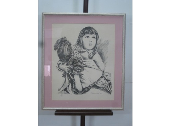 Pencil Sketch Of A Girl And Her Doll