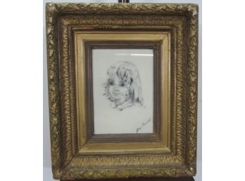 Signed Pencil Sketch Of A Girl