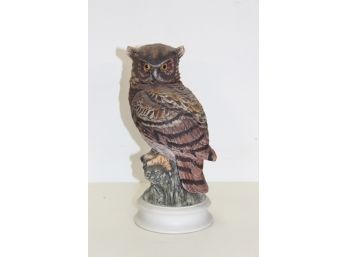 Vintage Great Horned Owl 12-1/2' Hand Painted Porcelain By Andrea