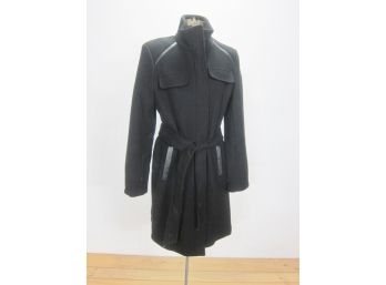 Vince Camuto Women's Car Coat Black Belted Trench Coat
