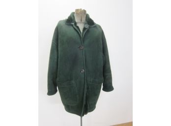 Vintage 80s Double Sided   Sheepskin Shearling Coat (Green)