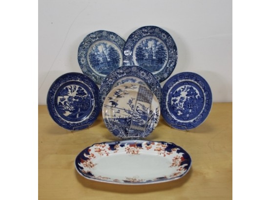 Group Lot Of Blue And White Plates