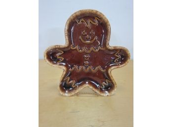 Hull Gingerbread Man Brown Drip Cookie Plate Dish