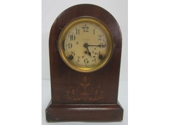 Antique Seth Thomas Mantel Clock Inlay Mahogany