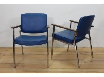 Pair Of Blue Cole Steel Chairs