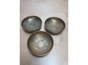 3 Small Brass Bowl Mark England