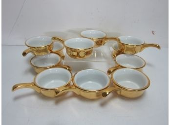 Set Of 12 Royal Worcester Handled Cocetter Gold Shape 32-Size 2