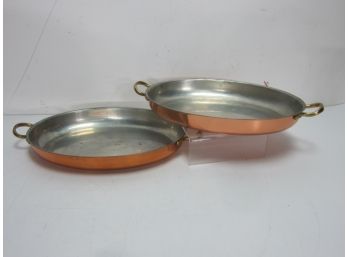 2 Vintage Tagus Portugal Copper Pans