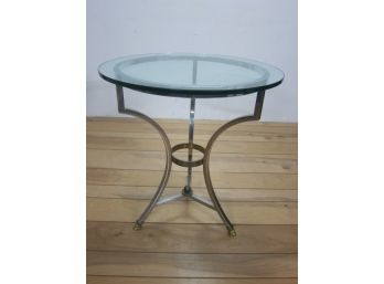 Chrome Round Glass Accent Table