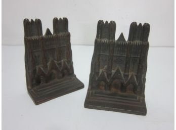 Pair Vintage Cast Iron Cathedral Book Ends