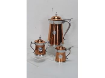 3 Piece Signed Vintage Aluminum And Copper Handcrafted Leumas