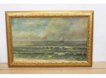 Signed And Dated Sail Boat Painting