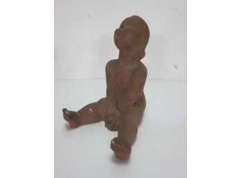8' Tall Terra-Cotta Sculptor Of A Little Girl
