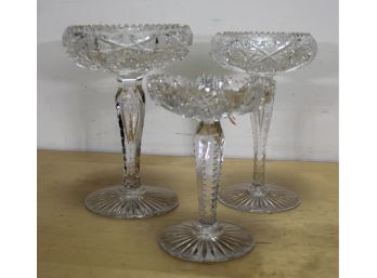Three Cut Glass Footed Compote (3) (#80)
