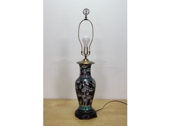 Black Oriental Vase Mounted As A Lamp (#74)