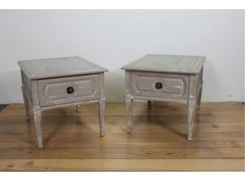 Pair Of Painted And Distressed Side Table