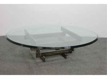 Metal Base Glass Top Mid-Century Modern Square Coffee Table