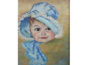 Vintage Signed Portrait Of A Baby