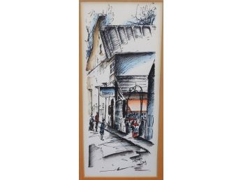 Signed Watercolor Of A Street Scene