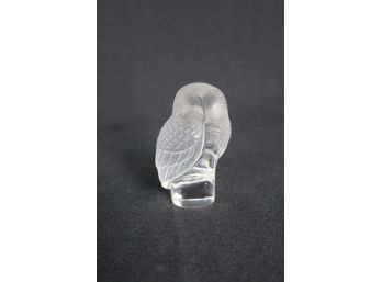 Vintage Art Glass Crystal Owl Lalique France Signed Figurine