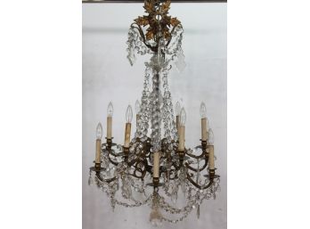 28'Tall  Brass And Crystal Chandelier