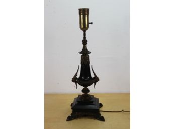 Marble And Bronze Table Lamp-(No Shade)