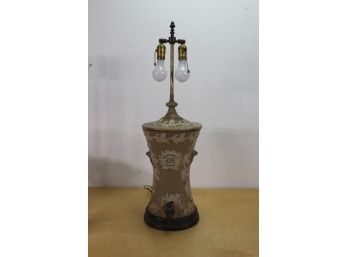 “A Victorian Salt Glazed Stoneware Water Filter Mounted As A Lamp