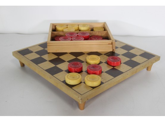 Vintage Bakelite Backgammon Checkers (Red & Yellow)