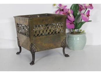 Vintage Footed Brass Planter