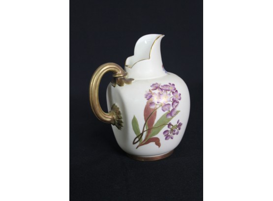 Lovely 1886 Royal Worcester Porcelain Colorful Floral & Gilt Jug