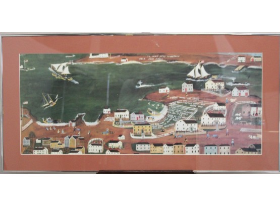 Framed Massachusetts Harbor Scene