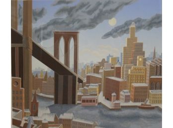 Framed Thomas Frederick McKnight (1941) Brooklyn Bridge #2