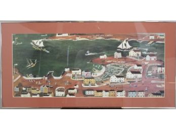 Framed Massachusetts Harbor Scene