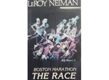 Framed Boston Marathon 'The Race' LeRoy Neiman 1979 Artwork Poster