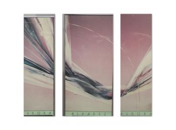 Framed Three Part Print ' Alvarez-Takeru Contemporary (Pink/Gray)