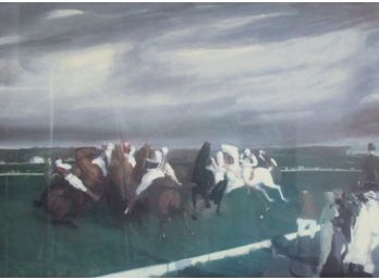 Frame Litho Of Horse Race 'How The Day Started'