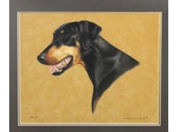 Dog  Pastel On Textured Velvet  By Angelo Calamuso 1995