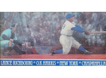 1980's Roy Campanella  The Fine Art Of Baseball Framed Lithograph