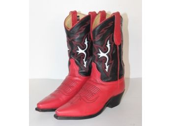 Cowboy Boots Dan Post 6M Red, Black And White Leather