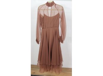 Vintage Brown Chiffon Dress
