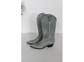 Leather Upper All Other Components Cowboy Boots-Grey 6 1/2M