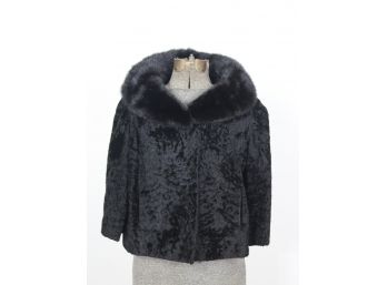 S.J Glaser Black Persian Lamb Fur Jacket With Mink Collar