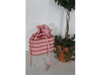 Vintage Pink Beaded Bucket Bag