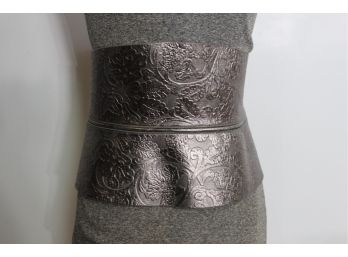 Grey Metallic Leather Reece Hudson Waist Belt