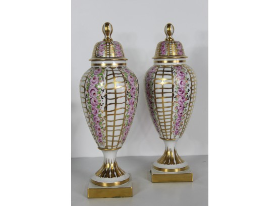 Pair Of Limoges Urns Painted By Bertha,Johnson