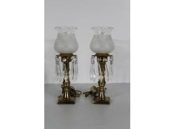 Pair Of  Vintage Hurricane Table Lamps -12'H